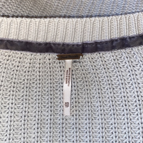 Free People Stone Chinky Knit Dramatic Bell Sleeve Pullover Sweater - Picture 7 of 8